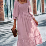 Zeagoo Women's Bell Sleeve Shirred Bodice Ditsy Dress