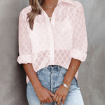 Zeagoo Long Sleeve Button Up Shirt Summer Sheer Tulle Top for Women Casual Loose Business Casual 2026 | Under