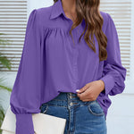 Zeagoo V Neck Button Down Shirts Long Sleeve Collared Blouses Tops