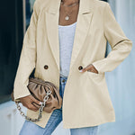Zeagoo Double Breasted Button Down Office Work Wear Solid Blazer Jacket