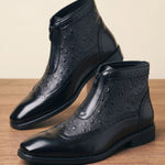 Edoardo Faux Leather Brogue Ankle Boots