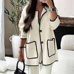 Edge Decorated Jacket & Casual Pants Two-piece Sets