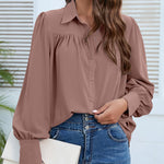 Zeagoo V Neck Button Down Shirts Long Sleeve Collared Blouses Tops