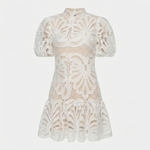 Emma Gallagher | White Lace Mock-Neck Midi Dress For Women