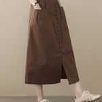 Zeagoo Women's Casual High Waist Flared A-line Skirt Pleated Midi Skirt with Pocket