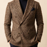 Simon Houndstooth Tweed Double-Breasted Blazer