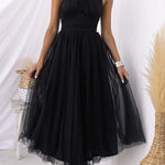 Fairy Vibes Tulle Gathered Detail Halter Maxi Dress