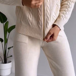 Zeagoo Women's Casual Twist Jacquard Sweater Cardigan Two-Pieces Set