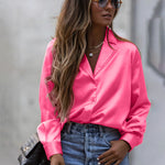 Zeagoo Long Sleeve Shirts Casual Lapel Collar V Neck Single Breasted Tunic Blouse