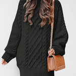 Zeagoo Women's Crewneck Long Sleeve Loose Oversized Cable Knit Chunky Pullover Short Sweater Dresses