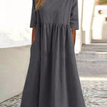 Zeagoo Women's Beach Short Sleeve Scoop Neck Ruffle Swing Casual Boho Midi Dress with Pockets
