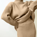 Zeagoo Women's Casual Two Pieces Sets Turtleneck Sweater and Midi Skirt Suits