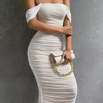 Audrey Flemming | Off-Shoulder Ruched Midi Dress For Women