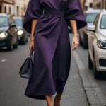 Elegant Solid Color Waist Dress