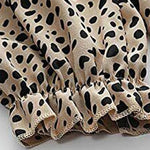 Zeagoo Leopard Printed Long Sleeve Ruffle Hem Babydoll Blouse Shirt Tunic Top