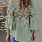 Zeagoo Lace Boho Blouses Crochet Flowy Bell Sleeve Button Down Casual T Shirts