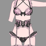 Gloomy Bear Jirai Kei Pink Blood and Black Top/Waist and Underwear