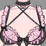 Gloomy Bear Jirai Kei Pink Blood and Black Top/Waist and Underwear