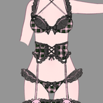 Gloomy Bear Jirai Kei Plaid Top/Waist and Underwear