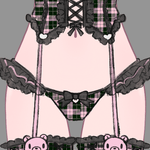 Gloomy Bear Jirai Kei Plaid Top/Waist and Underwear