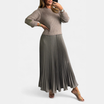 Knitted Maxi Dress with Pleated Skirt