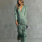 Emma Martin | Flowy V-Neck Long Sleeve Dress For Women