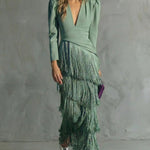 Emma Martin | Flowy V-Neck Long Sleeve Dress For Women