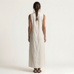 Mirabell | Hooded Button-Front Sleeveless Linen Maxi Dress