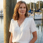 Eloise | White Lace Trim V-Neck Blouse