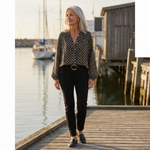 Vivienne | Geometric Print V-Neck Blouse