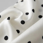 White Polka Dot Lace Trim Midi Dress