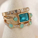 BLUE CRYSTAL RING SET