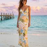 Tropical Patchwork Print Spaghetti Strap Maxi Dress
