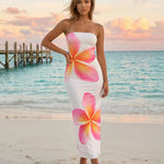Floral Print Strapless Bodycon Maxi Dress