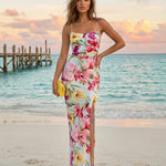 Floral Print Spaghetti Strap Slit Maxi Dress