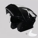EKON Gloss Black Modular Riding Helmet