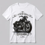 EKON Retro Motorcycle Rider White T-Shirt