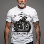 EKON Retro Motorcycle Rider White T-Shirt