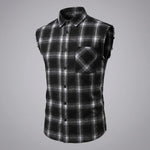 EKON Plaid Cutoff Shirt