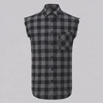 EKON Plaid Cutoff Shirt