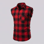 EKON Plaid Cutoff Shirt