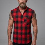 EKON Plaid Cutoff Shirt