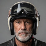 EKON Cream Vintage Racing Half Helmet