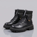 EKON Floral Print Lace-Up Moto Boots
