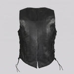 EKON Women's Lace-Up Leather Moto Vest