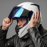 EKON White Racing Full-Face Helmet