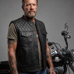 EKON Blackline Leather Moto Vest