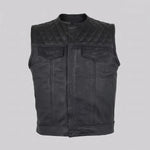 EKON Blackline Leather Moto Vest