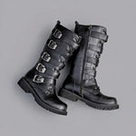 EKON Men’s Side-Zip Buckle Moto Boots