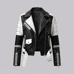 EKON Women’s Bicolor Studded Moto Jacket